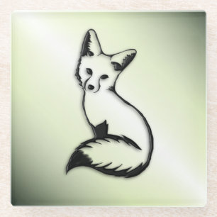 Green Fox Glass Coaster