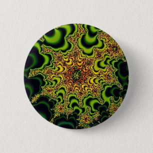 Green fractal 6 cm round badge