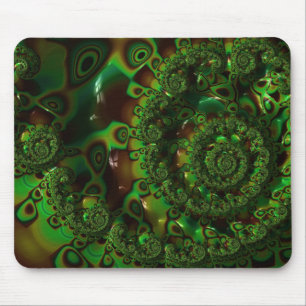 Green Fractal Art Shell Mouse Mat