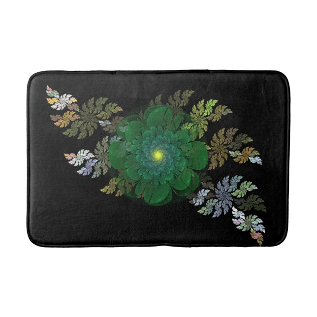 Green Fractal Flower Bath Mat (Front)