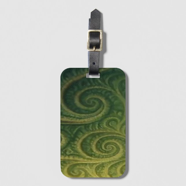 Green Fractal Luggage Tag (Front Vertical)