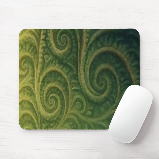 Green Fractal Mouse Mat (With Mouse)