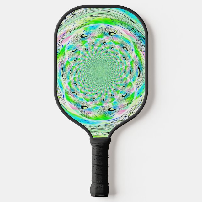 Green Fractal Pattern Pickleball Paddle (Back)