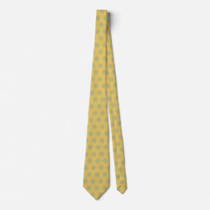 Green Fractal Star Snowflake Christmas Tree Gold Tie