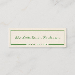 Green frame ecru graduation announcement name card