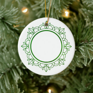 Green Frame Elegant Customisable Christmas Ceramic Tree Decoration