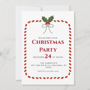 Green frame Holiday Christmas Dinner Invitation