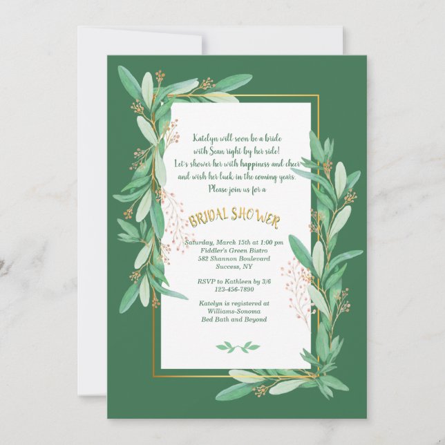 Green Frame Shower Invitation (Front)