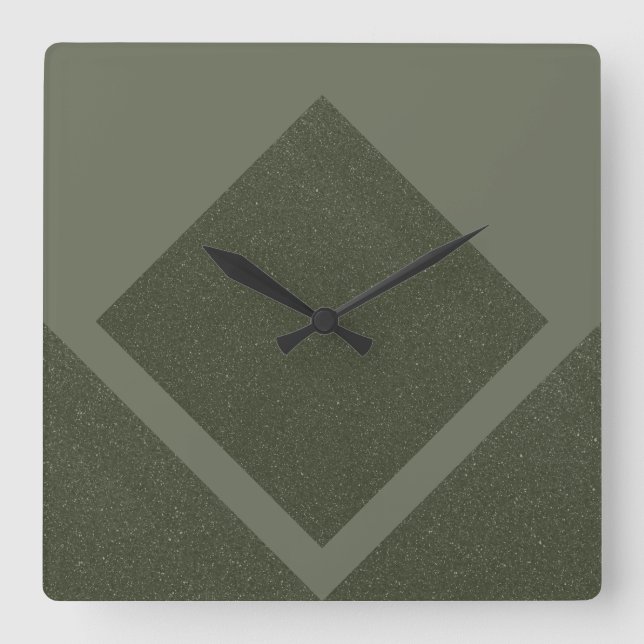 Green Framed Diamond Wall Clock – Geometric Design (Front)
