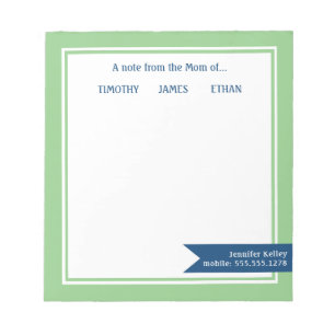 Green Framed "from the Mum of" , Personalised Notepad