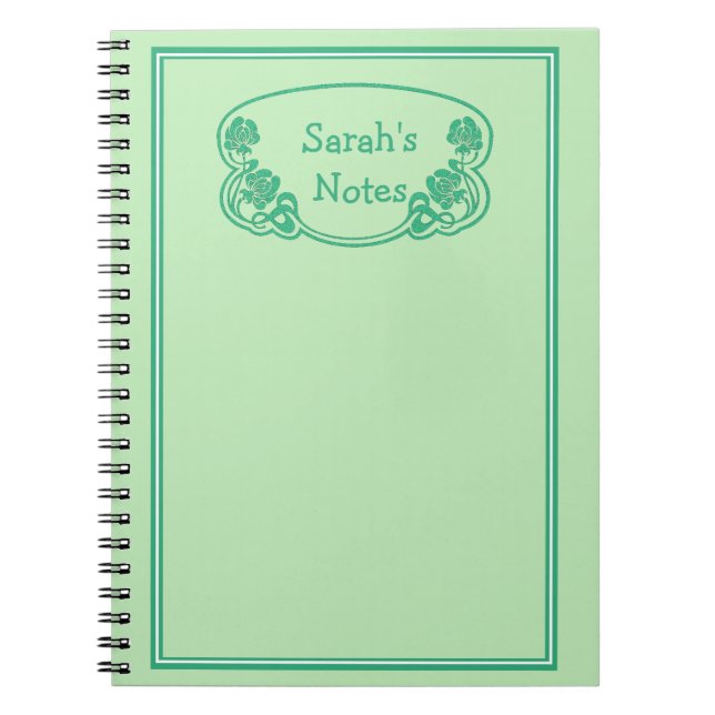 Green Framed Ornate Nameplate Notebook (Front)