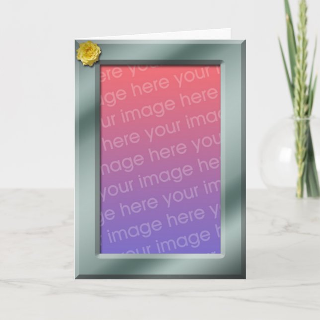 Green Framed Photo Greeting Card Template (Front)