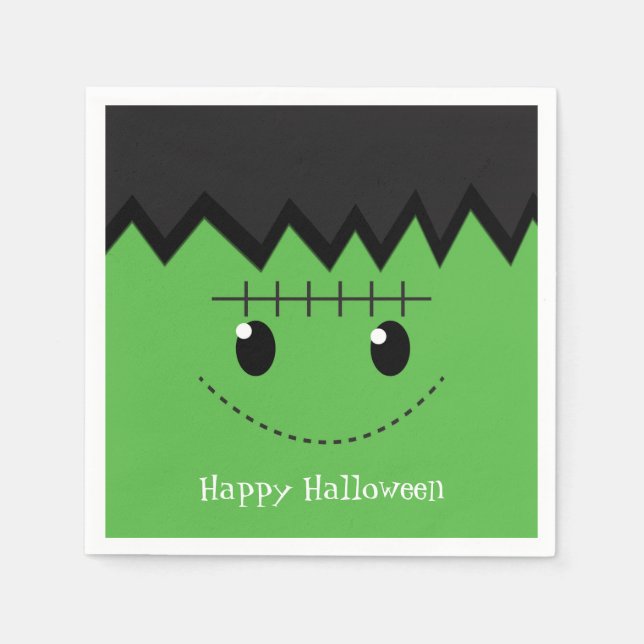 Green Frankenstein Halloween Costume Party Napkins (Front)