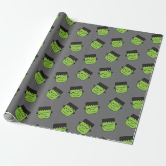 Green Frankenstein heads pattern Halloween Wrapping Paper