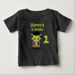 Green Frankenstein Monster Halloween 1st Birthday Baby T-Shirt<br><div class="desc">First Birthday tee with a fun Halloween image featuring a green Frankenstein monster.</div>