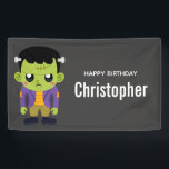 Green Frankenstein Monster Halloween Birthday Banner<br><div class="desc">A Halloween birthday banner with a fun Halloween image featuring a green Frankenstein monster.</div>