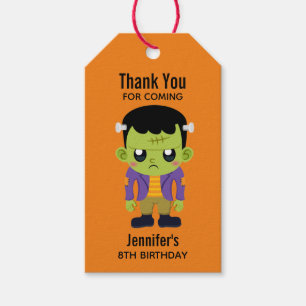 Green Frankenstein Monster Halloween Birthday Gift Tags