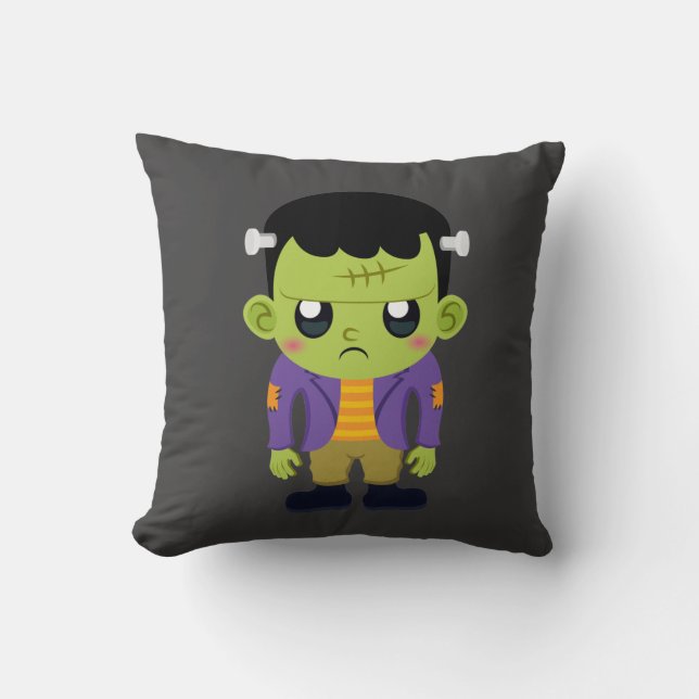 Green Frankenstein Monster Halloween Cushion (Front)