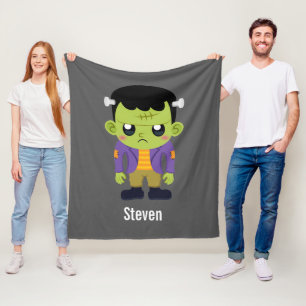 Green Frankenstein Monster Halloween Fleece Blanket