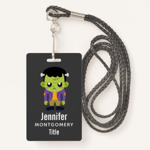 Green Frankenstein Monster Halloween ID Badge