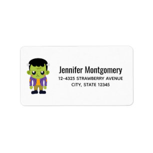Green Frankenstein Monster Halloween Label