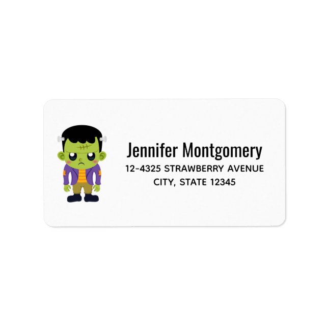 Green Frankenstein Monster Halloween Label (Front)