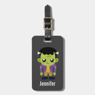 Green Frankenstein Monster Halloween Luggage Tag