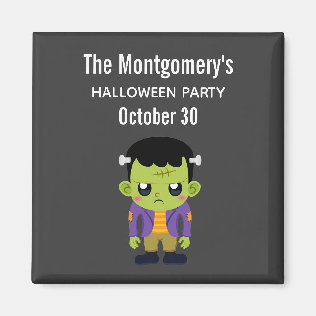 Green Frankenstein Monster Halloween Party Magnet (Front)
