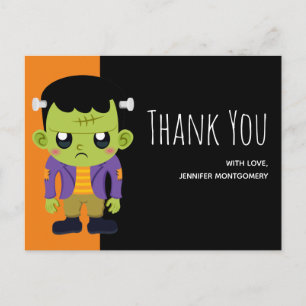 Green Frankenstein Monster Halloween Thank You Postcard