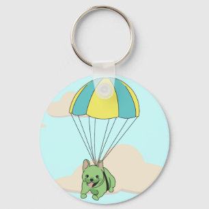 Green French Bulldog Umbrella Fun Keychain