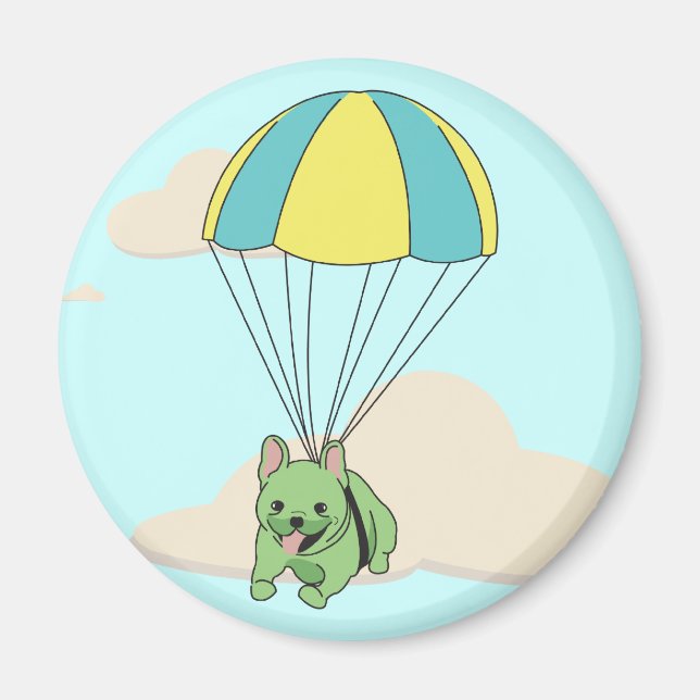 Green French Bulldog Umbrella Fun Magnet (Front)