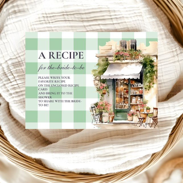 Green French Cafe Bridal Shower Enclosure Card (Creator Uploaded)