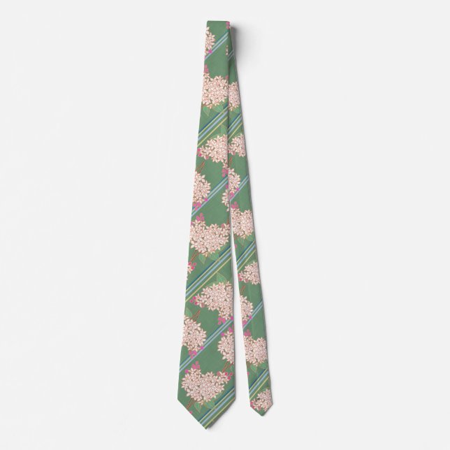 Green French chrysanthemum garden Tie (Front)