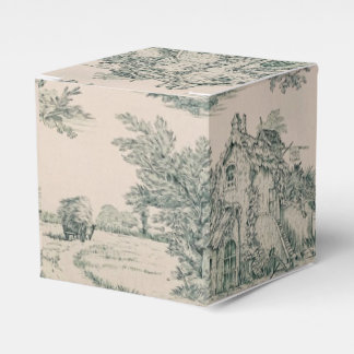 Green French Country Toile Canvas Party Favour Box