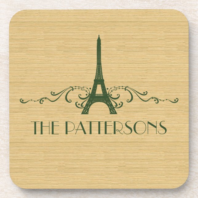 Green French Flourish Coaster Set (Front)
