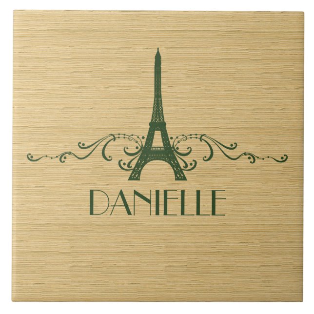 Green French Flourish Tile (Front)