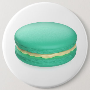 Green french macaron 6 cm round badge