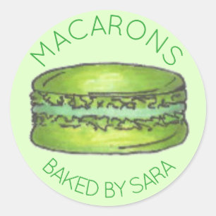 Green French Macaron Cookie Baked By Homemade Classic Round Sticker