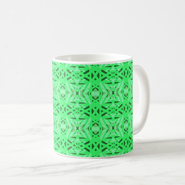 Green Fresh Art Deco Lattice Pattern Tea Ladies Coffee Mug (Front Right)