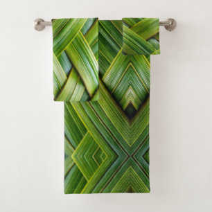 Green Fresh Bamboo Weave Bath Towel Set