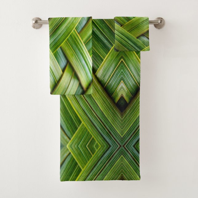 Green Fresh Bamboo Weave  Bath Towel Set (Insitu)