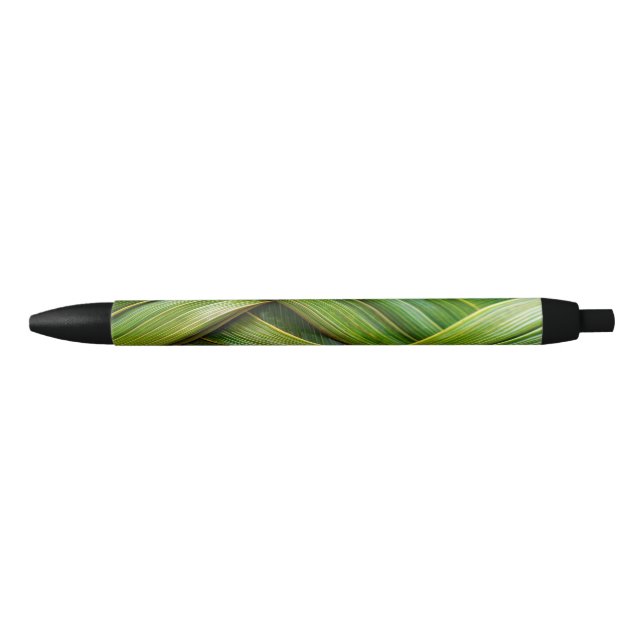 Green Fresh Bamboo Weave  Black Ink Pen (Front)