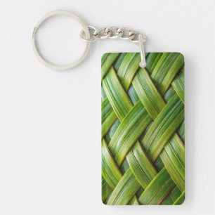 Green Fresh Bamboo Weave Key Ring