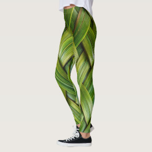 Green Fresh Bamboo Weave  Leggings