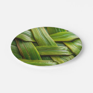 Green Fresh Bamboo Weave Paper Plate