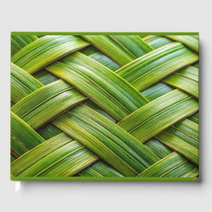 Green Fresh Bamboo Weave Personal Text Guest Book