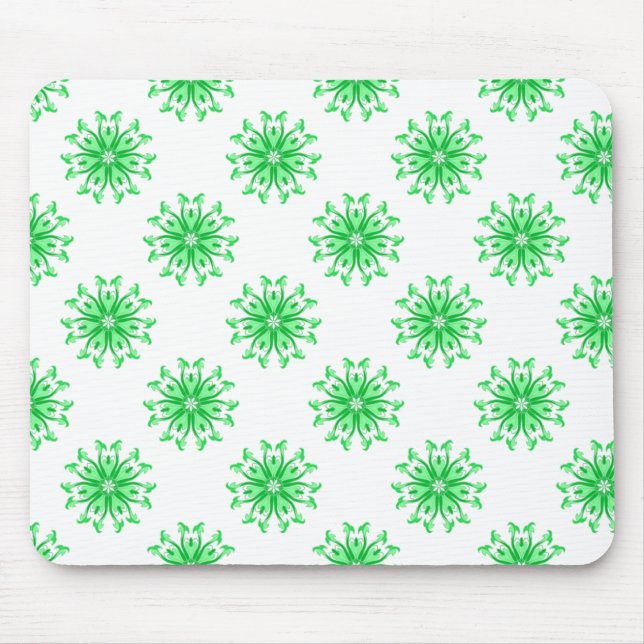 Green fresh floral pattern mouse mat (Front)