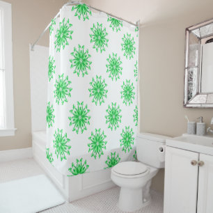 Green fresh floral pattern shower curtain