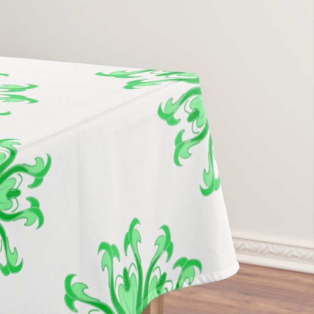 Green fresh floral pattern tablecloth (In Situ)