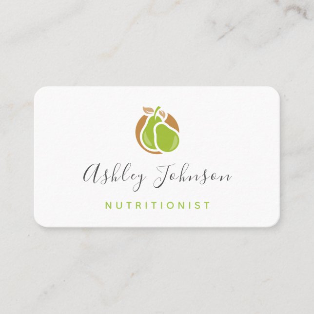 Green Fresh Fruit Nutritionist Modern Social Media Business Card (Front)